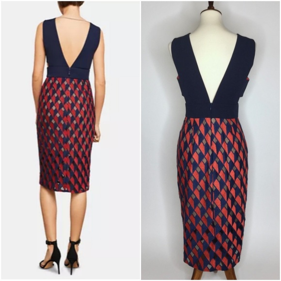 BCBG Maxazria Embroidered Sheath Rosalina Dress 6 - Picture 2 of 8